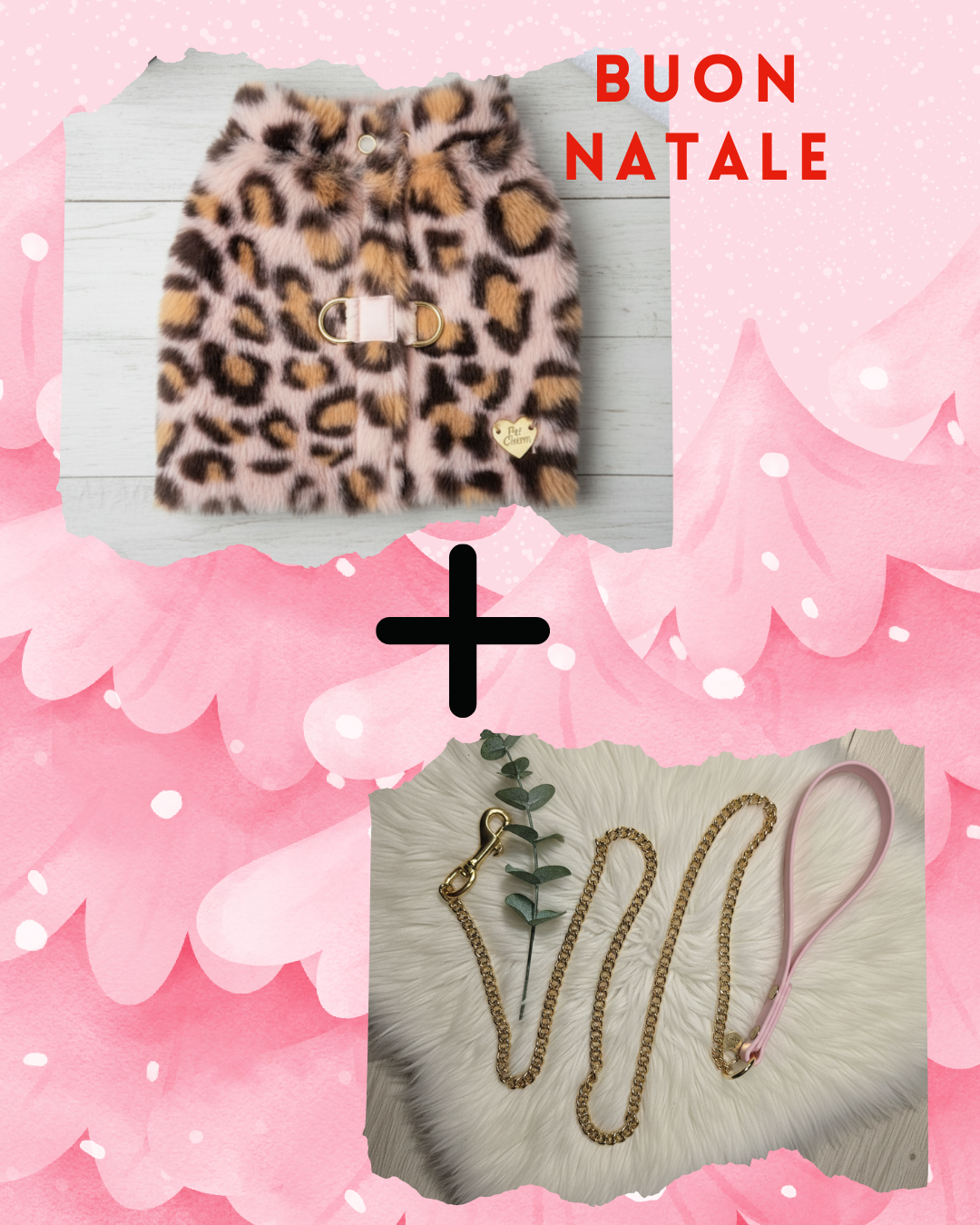 Completo Pettorina Leopard Fur e Guinzaglio per Cani